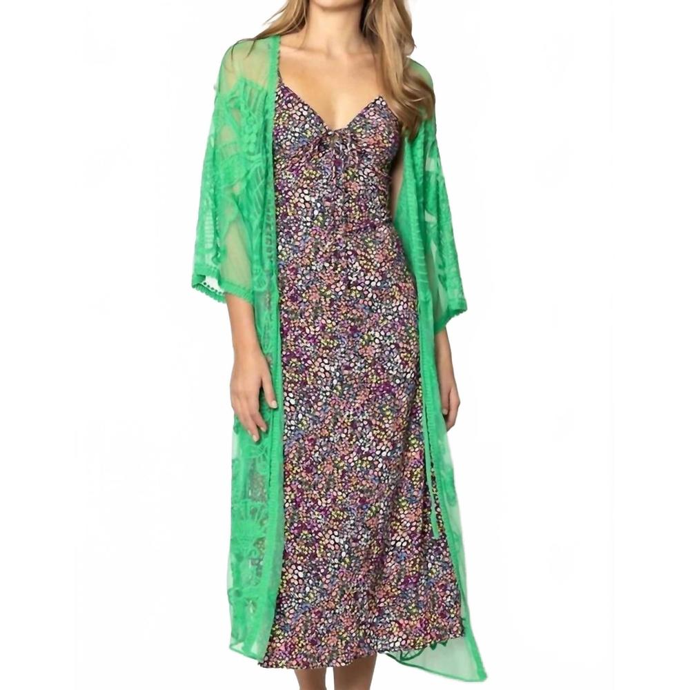 NEW FASHION CITY lace kimono in emerald